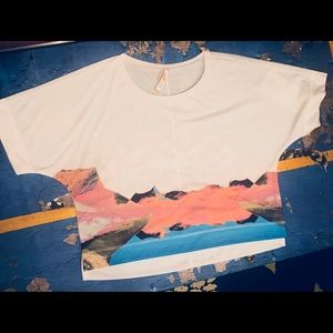 Lucy White Graphic Cropped Tee